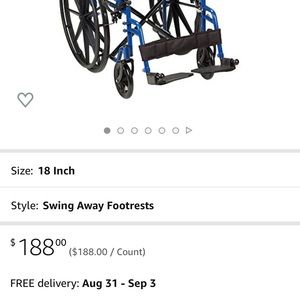 Drive Medical Blue Wheelchair , 18 Inch Seat